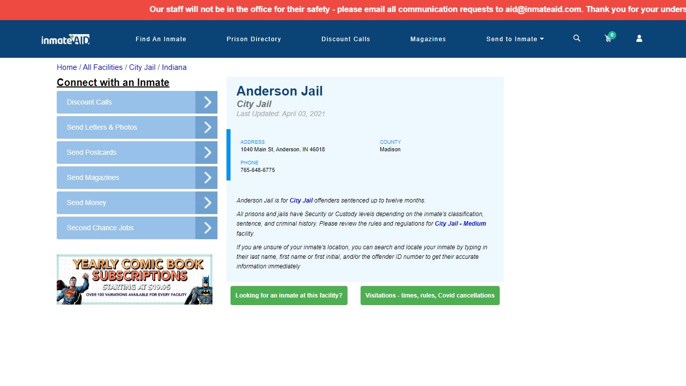 Anderson Jail | Inmate Locator